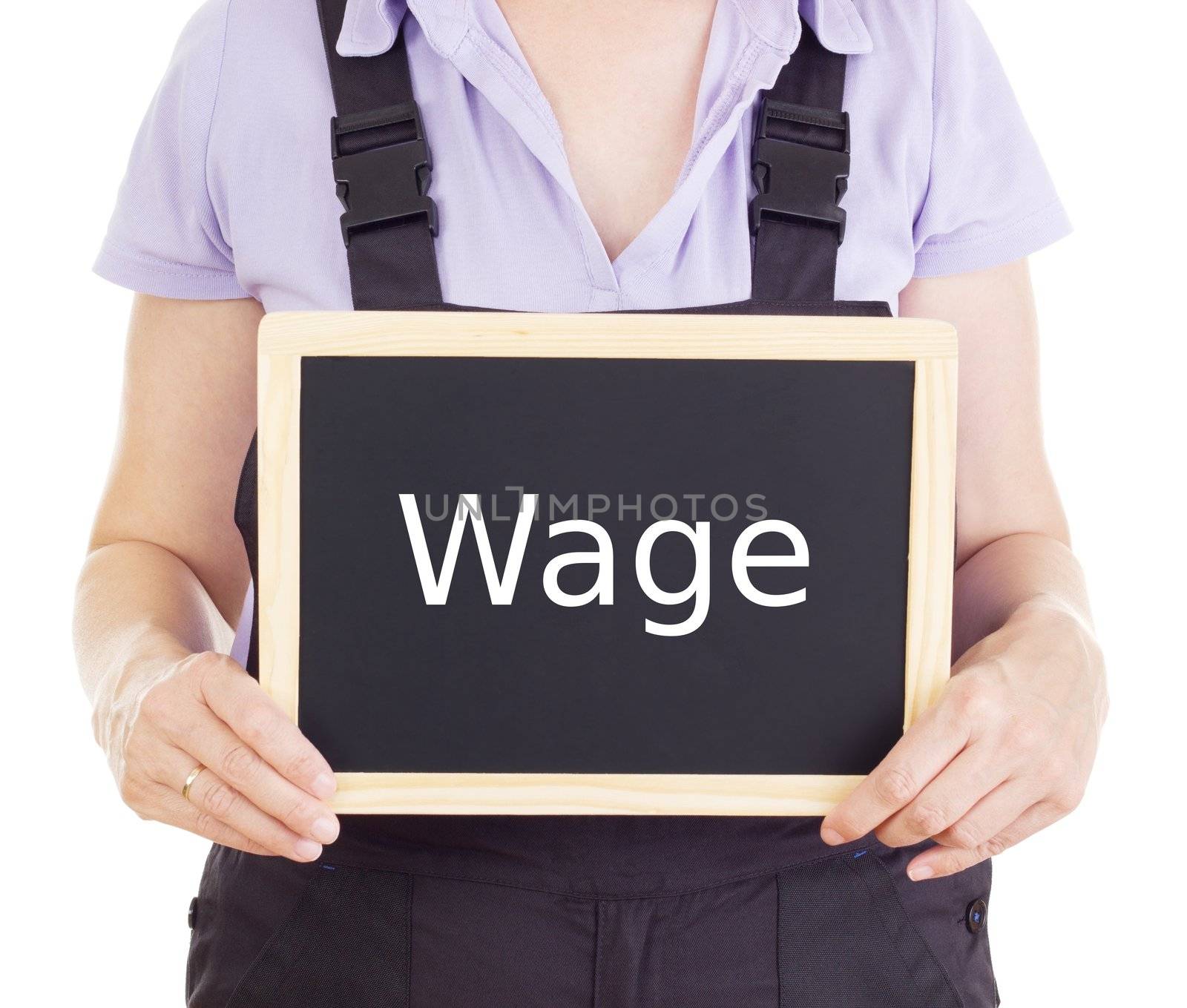 Craftsperson with blackboard: wage