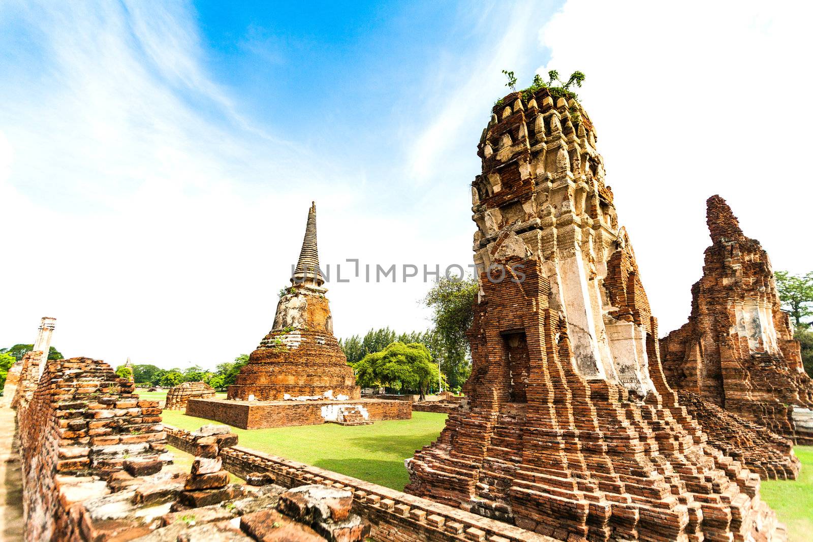 Ancient temple of Ayutthaya, Wat Mahathat, Thailand.