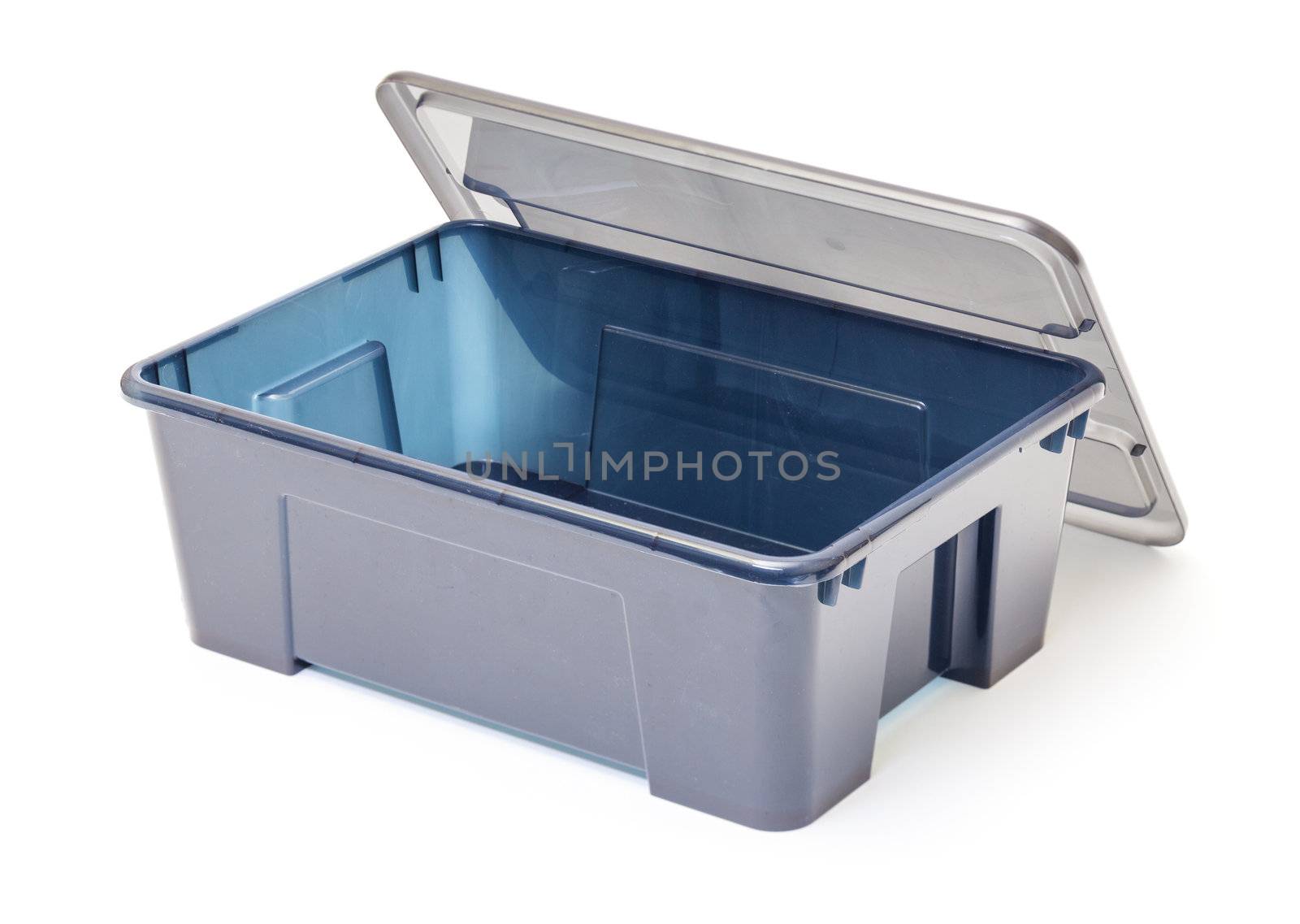 Empty Plastic Container with Lid on white background