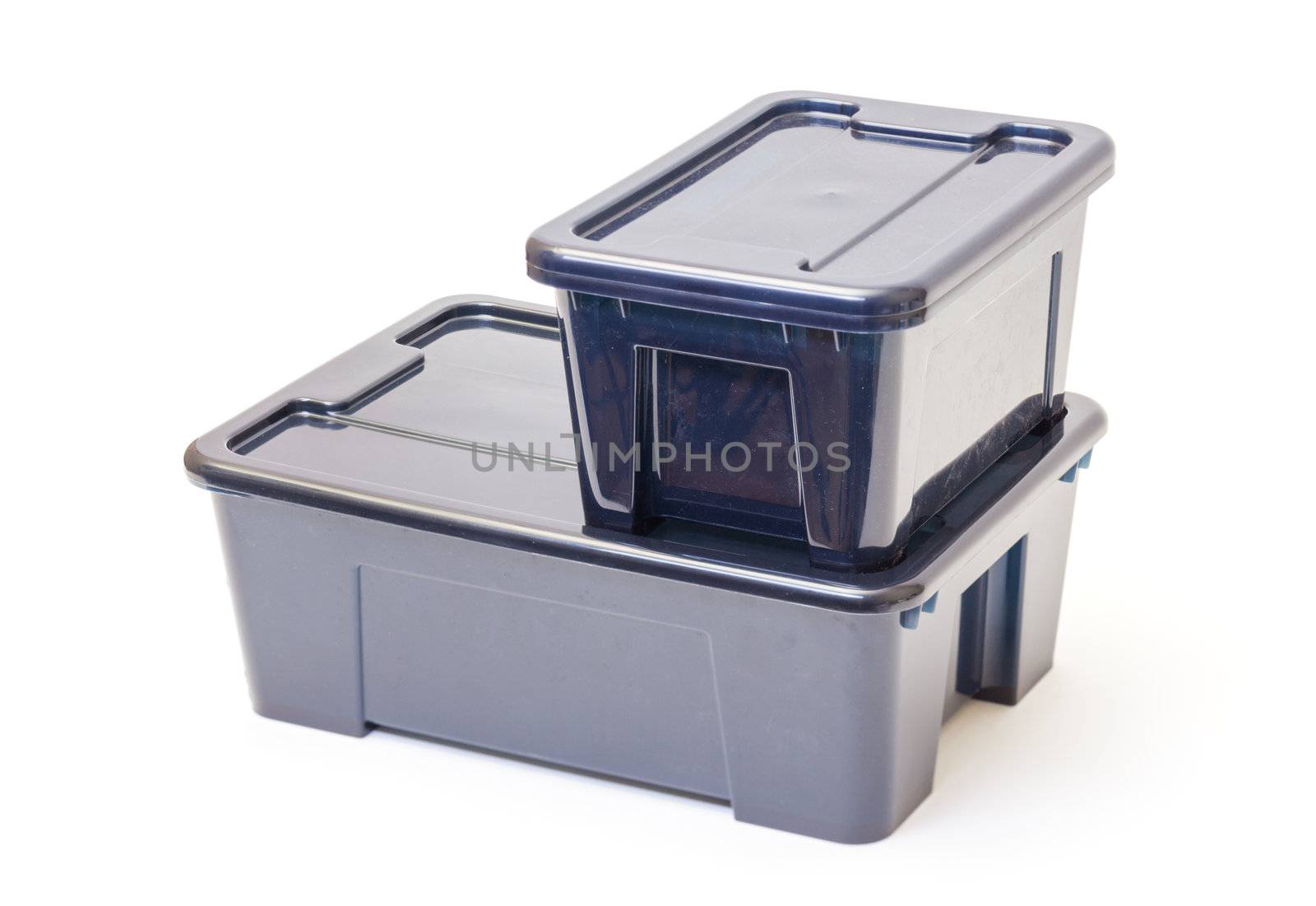 Empty Plastic Containers with Lids on white background