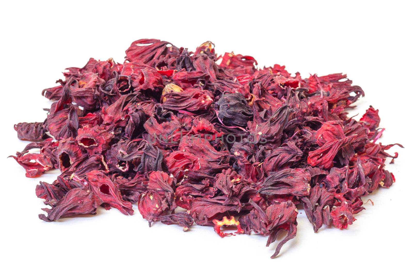 Dried Hibiscus Flowers, on white background