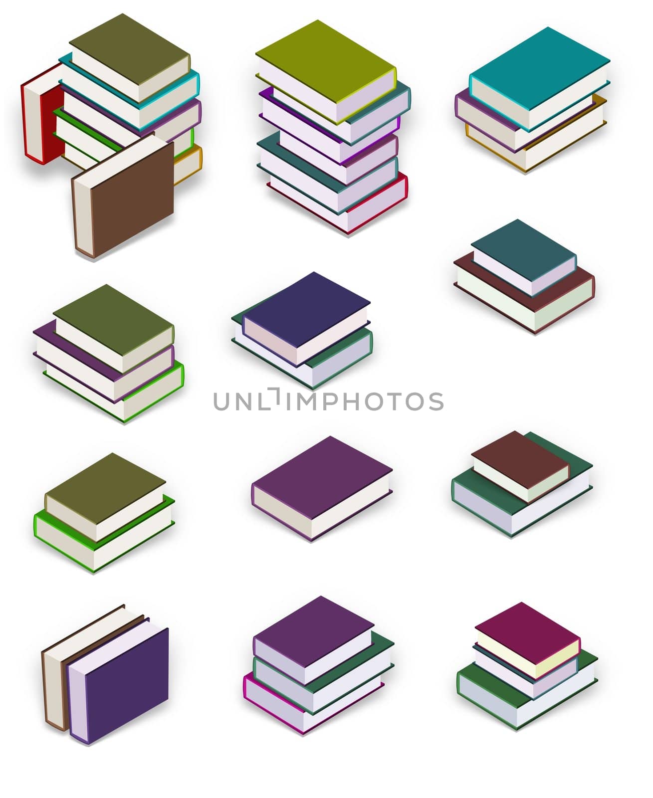 Illustration of piles of books