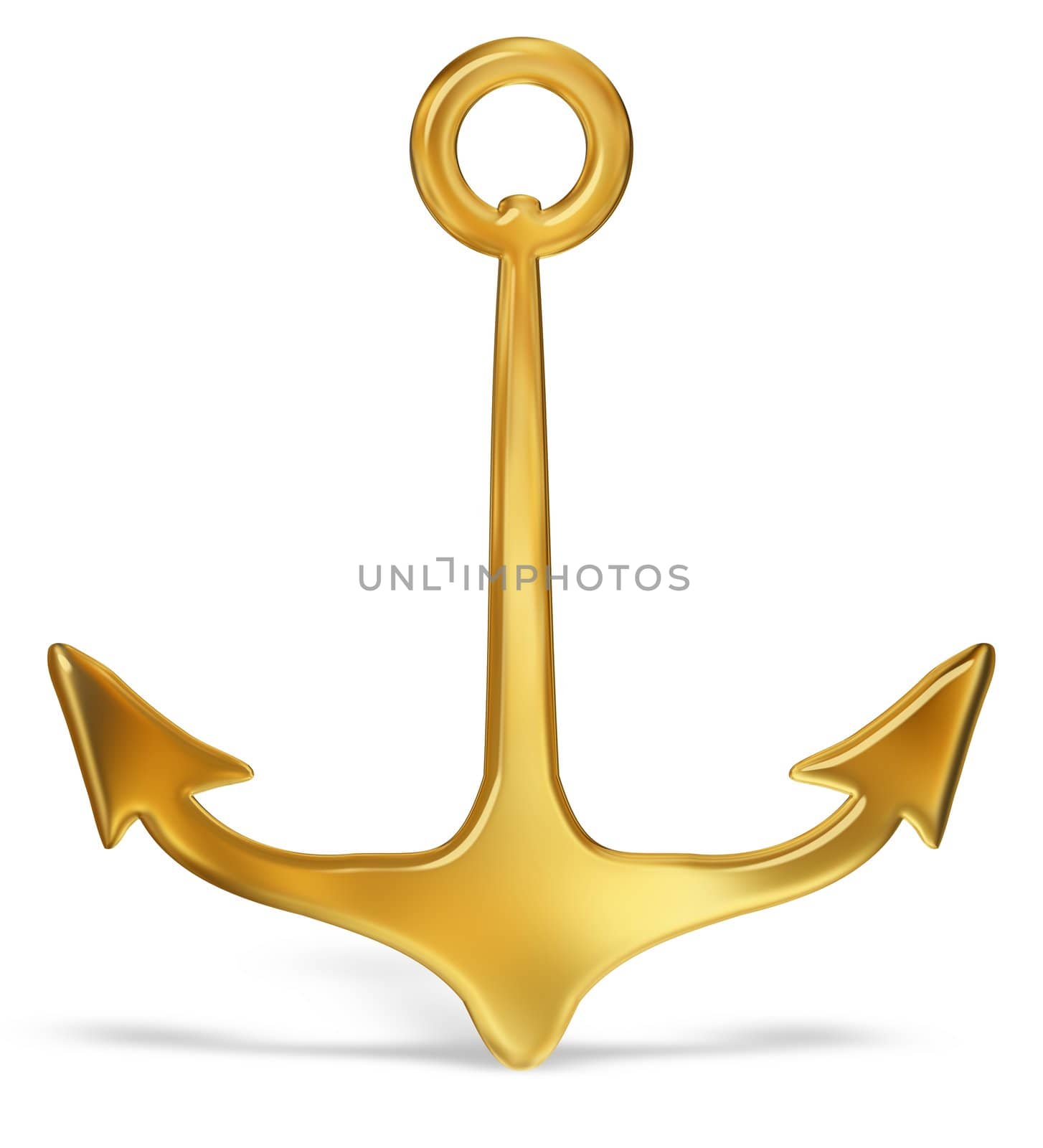 Illustration of an isolated golden anchor