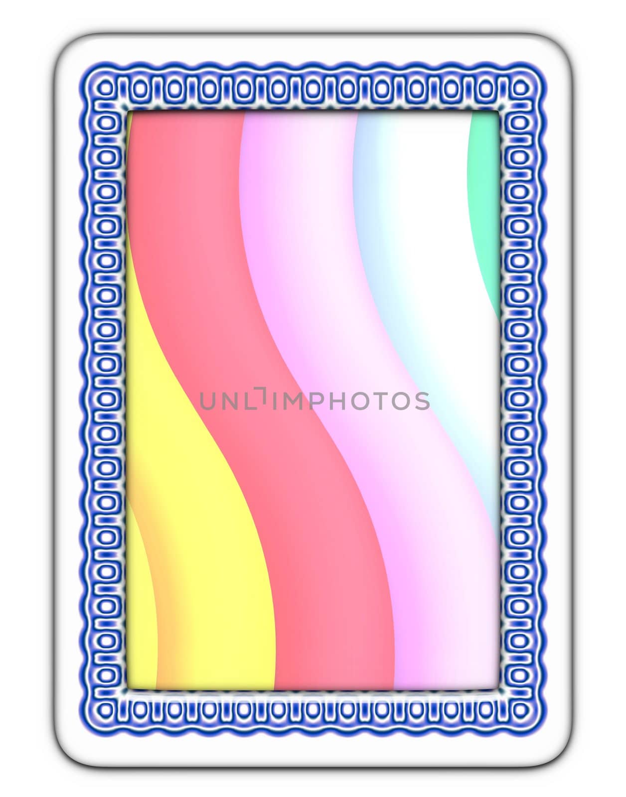 Illustration of a blue frame with colourful insert