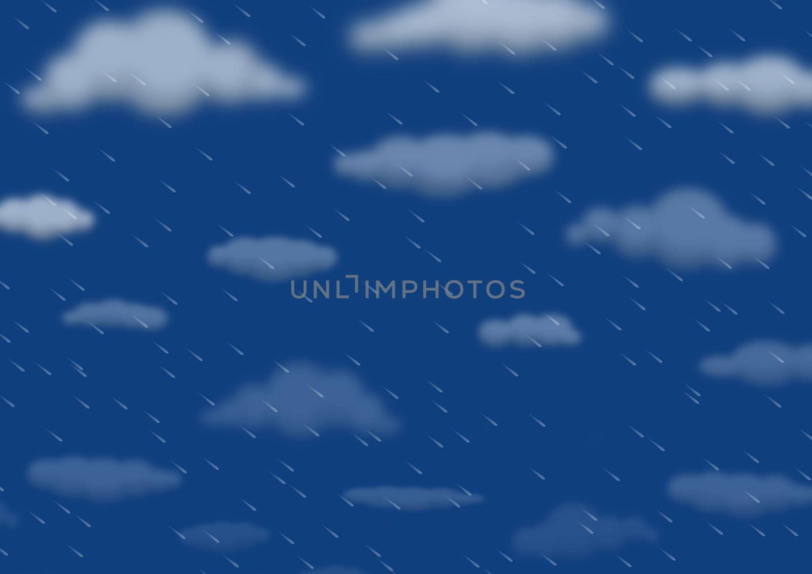 Illustration of a cloudy background with rain