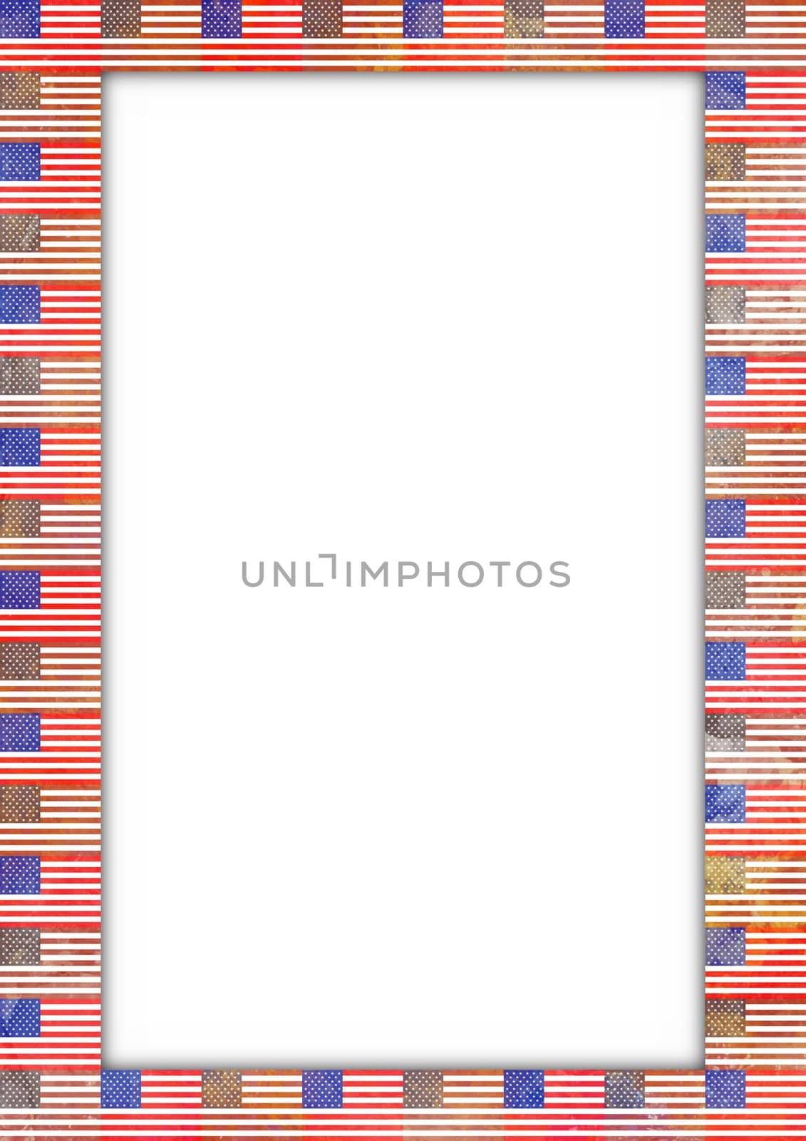 Illustration of a border made of USA flags