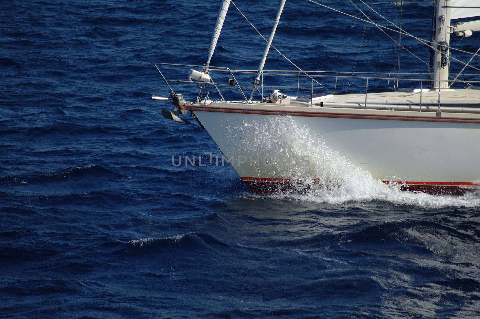 Small sailing yacht bow in Hvar, Croatia