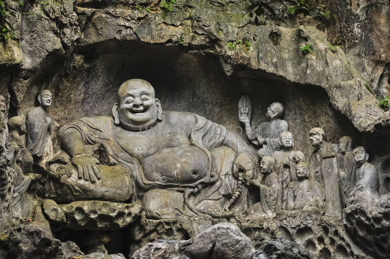 Buddhist carvings in Feilai Feng Caves, Hangzhou, China