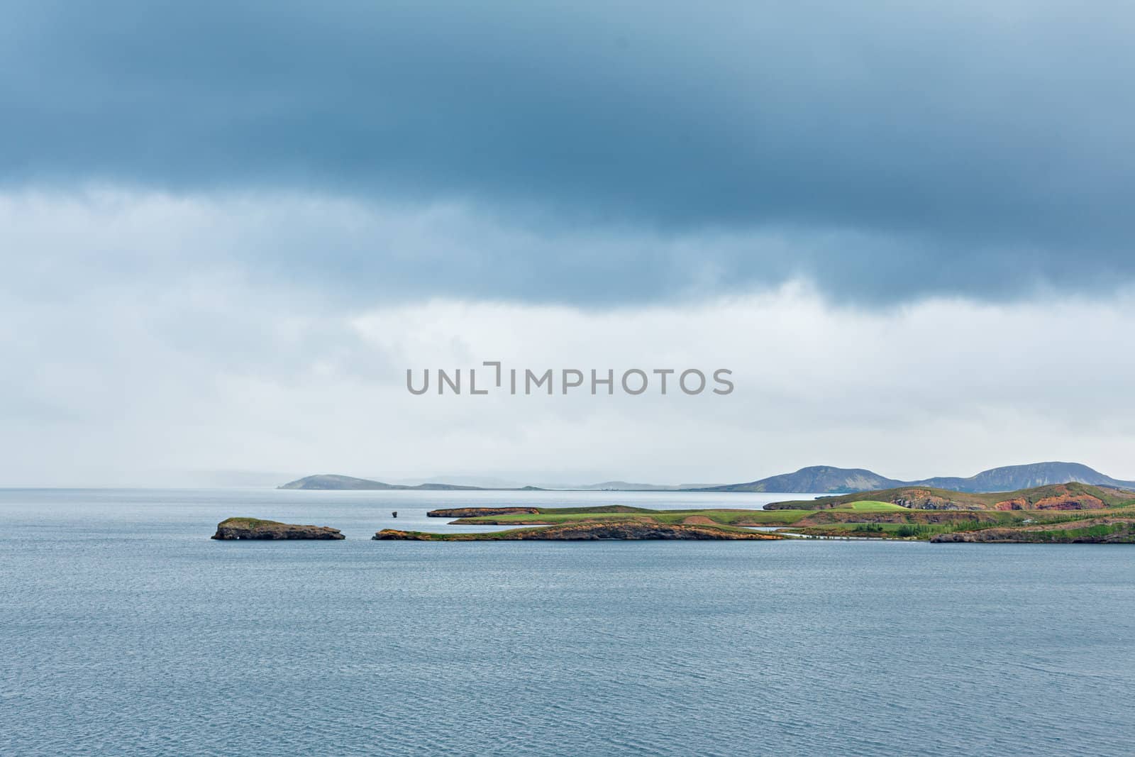 Landscape from lake Thingvallavatn in Iceland. Thingvellir National Park - famous Icelandic area.