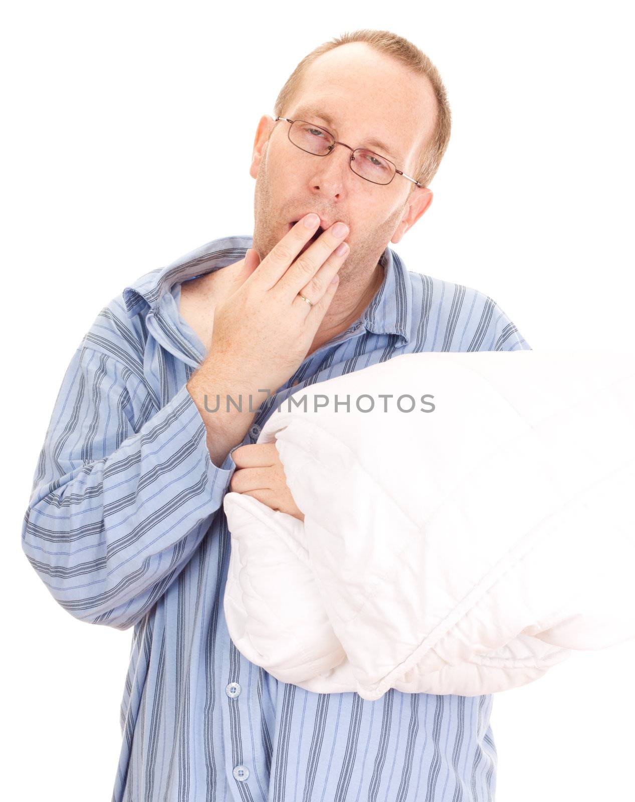 Business person very tired after long hours at work