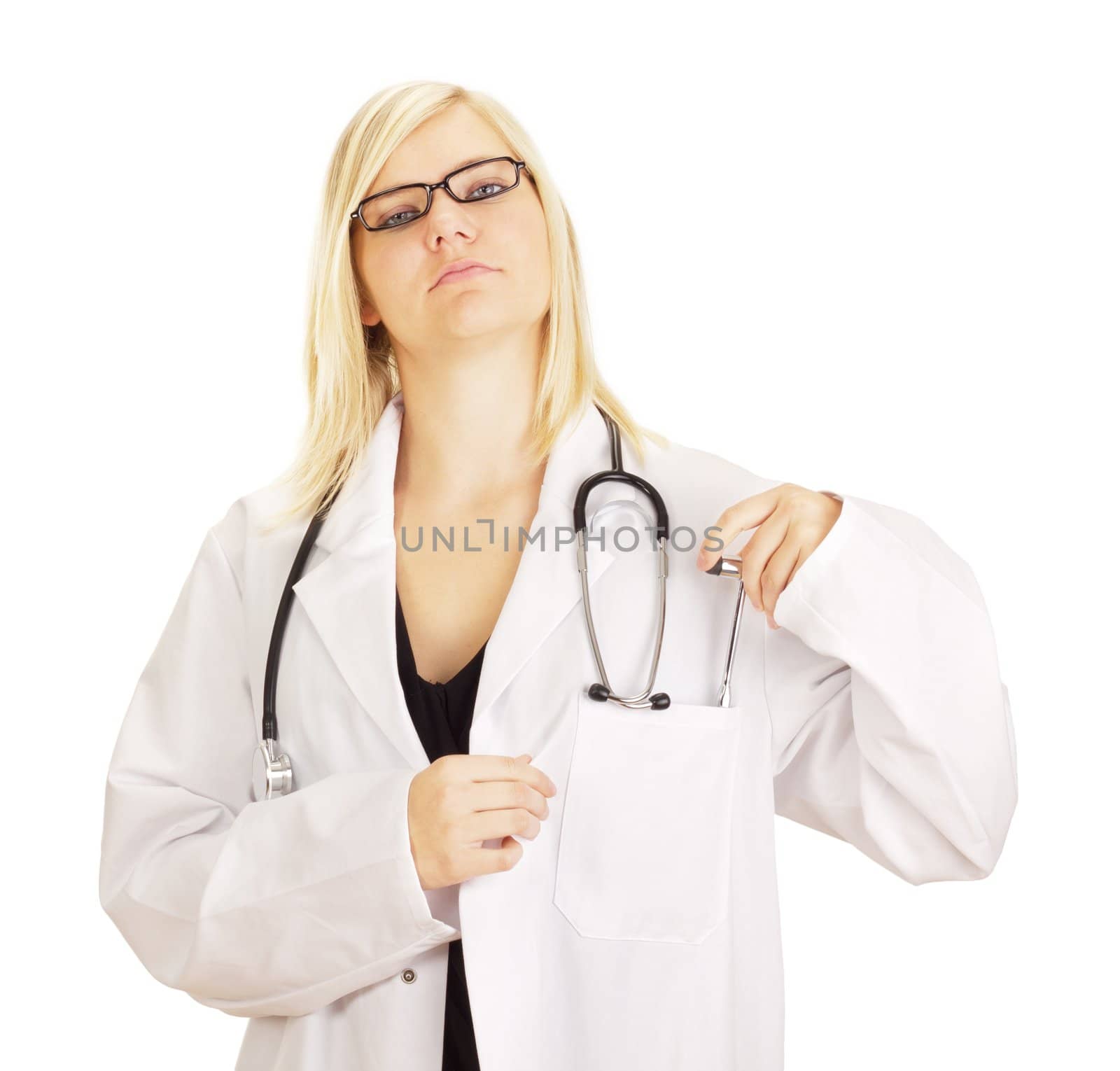 Medical doctor with reflex hammer