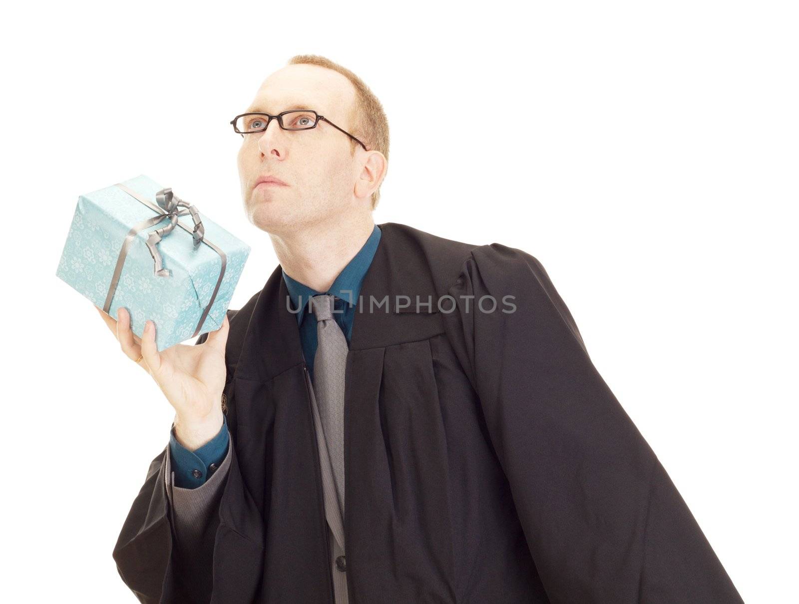Lawyer throwing a colorful gift