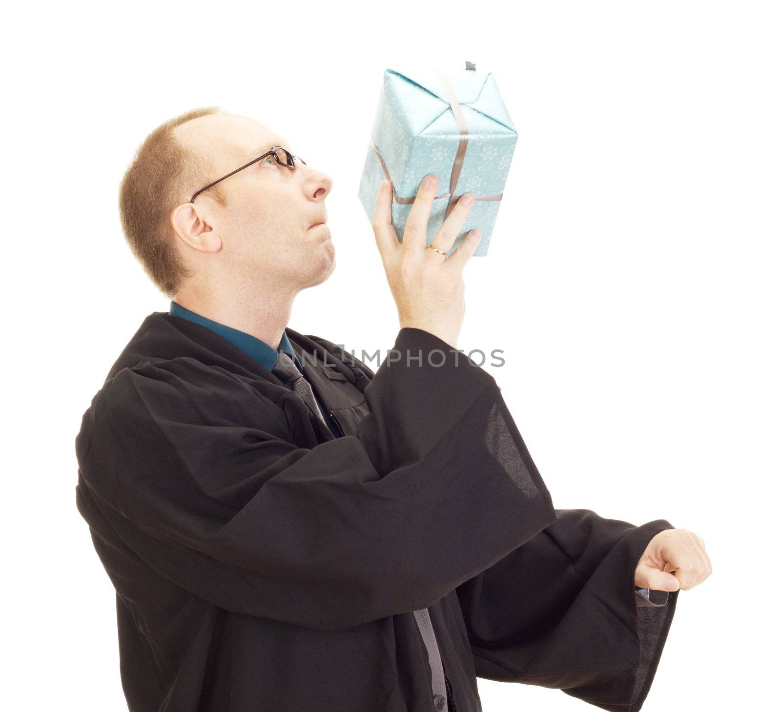 Lawyer throwing a colorful gift