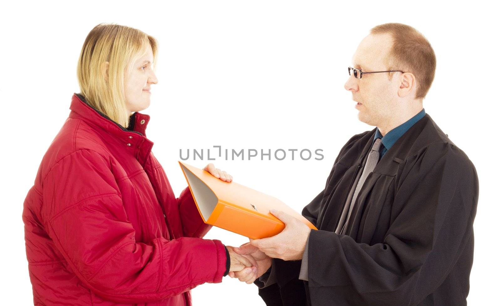Lawyer gives the client some documents