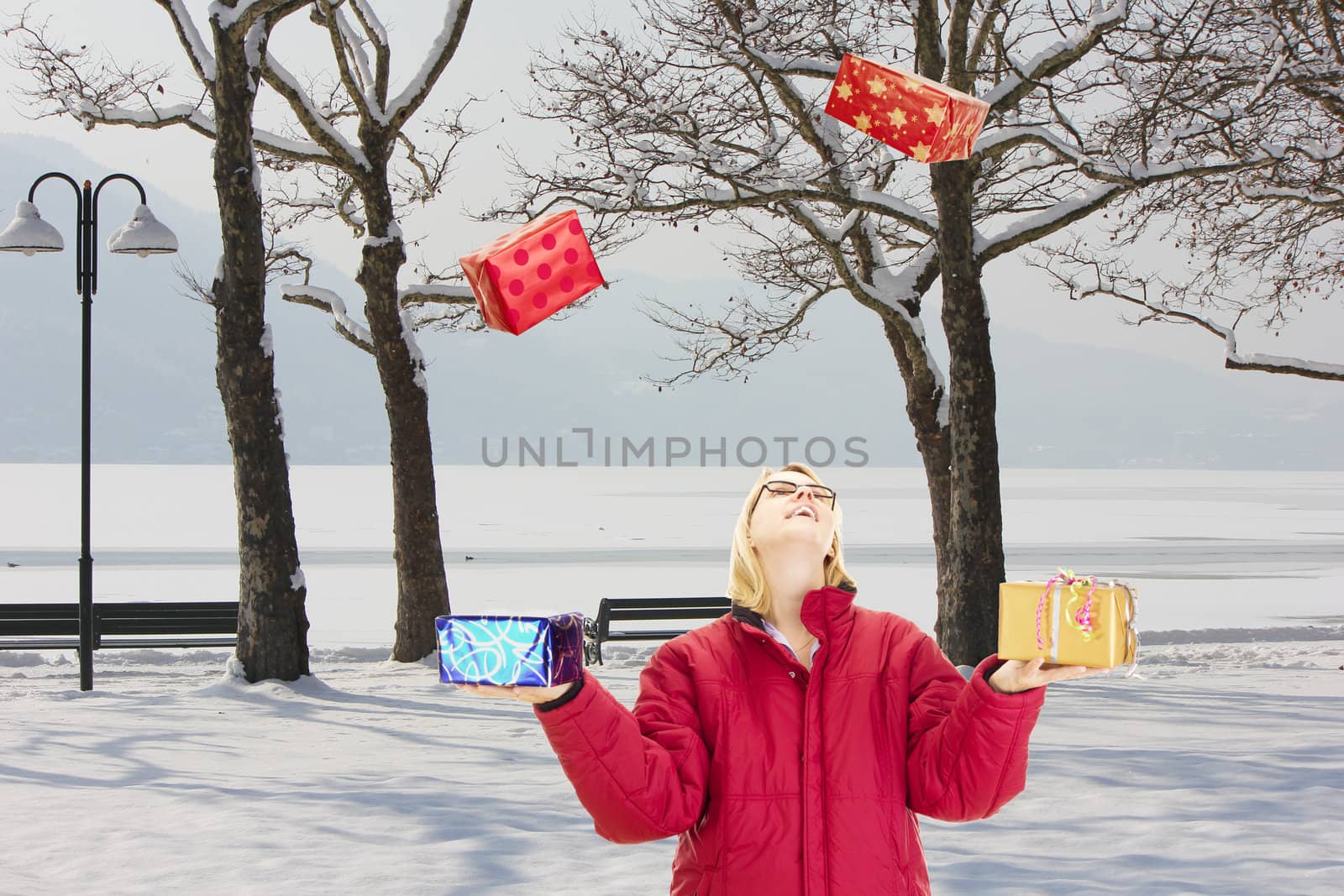 Juggling in a beautiful snowscape