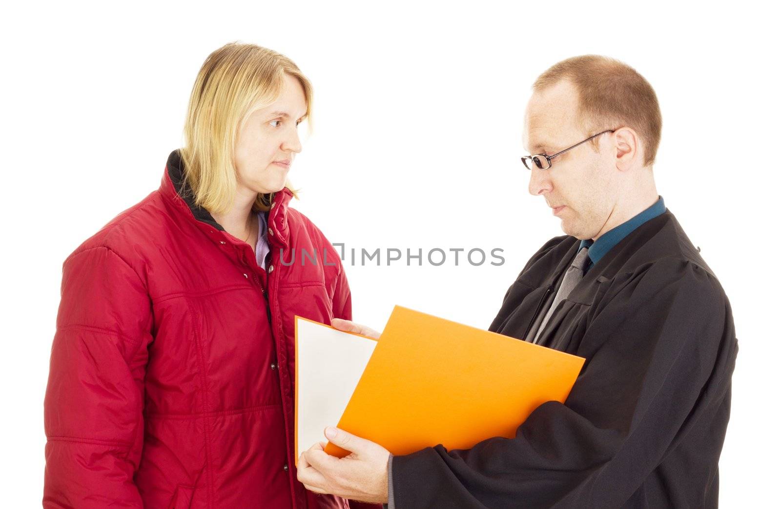 Lawyer and client analysing some documents