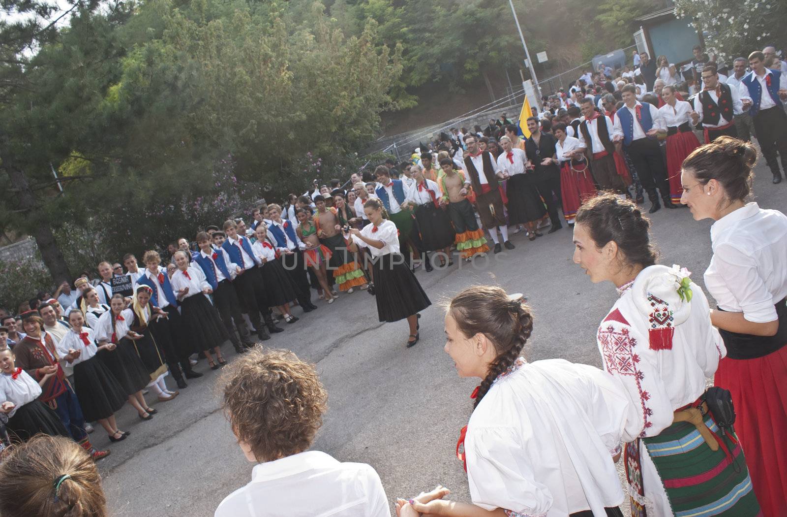 POLIZZI GENEROSA, SICILY - AUGUST 19:International folk groups at the "Festival of hazelnuts",dance and parade through the city: August 19, 2012 in Polizzi Generosa,Sicily, Italy