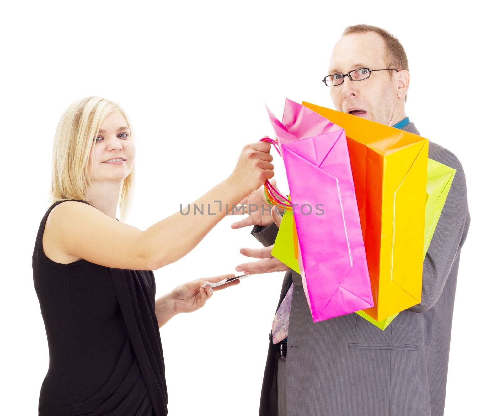 Two business people on a shopping tour