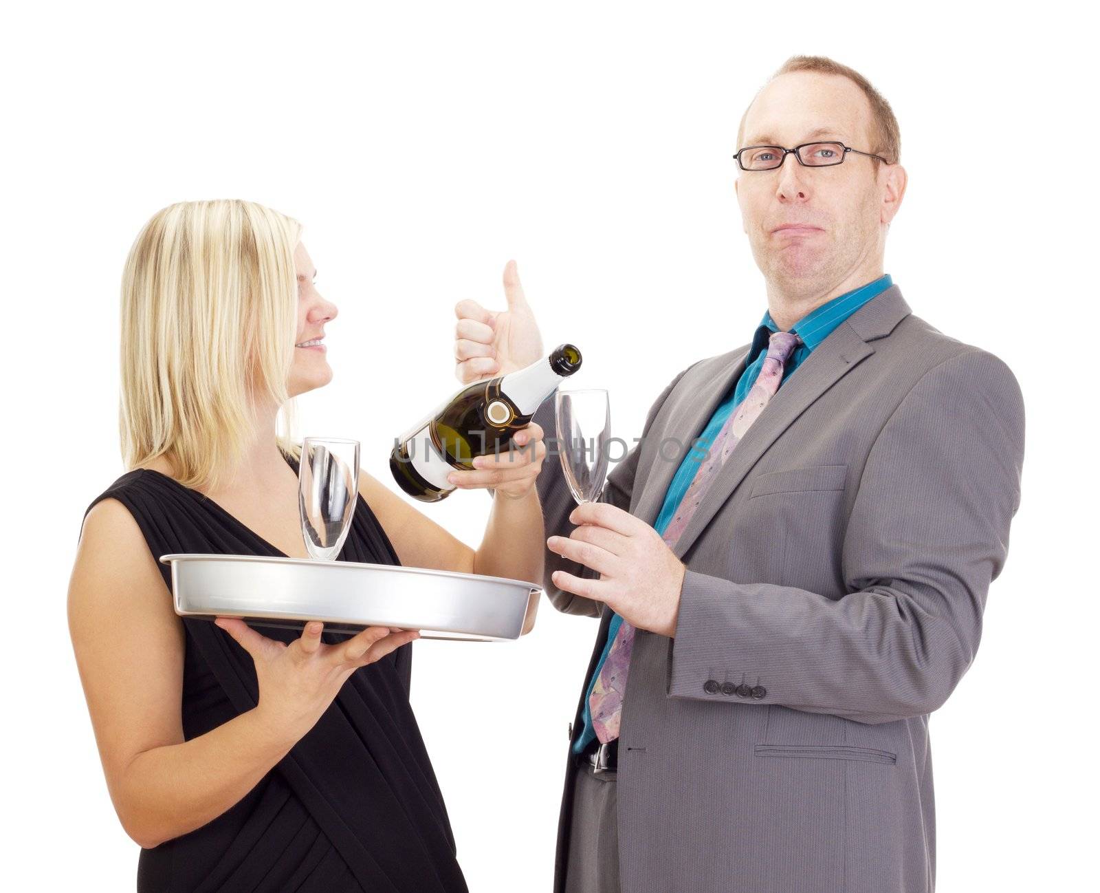 A waitress and a businessman
