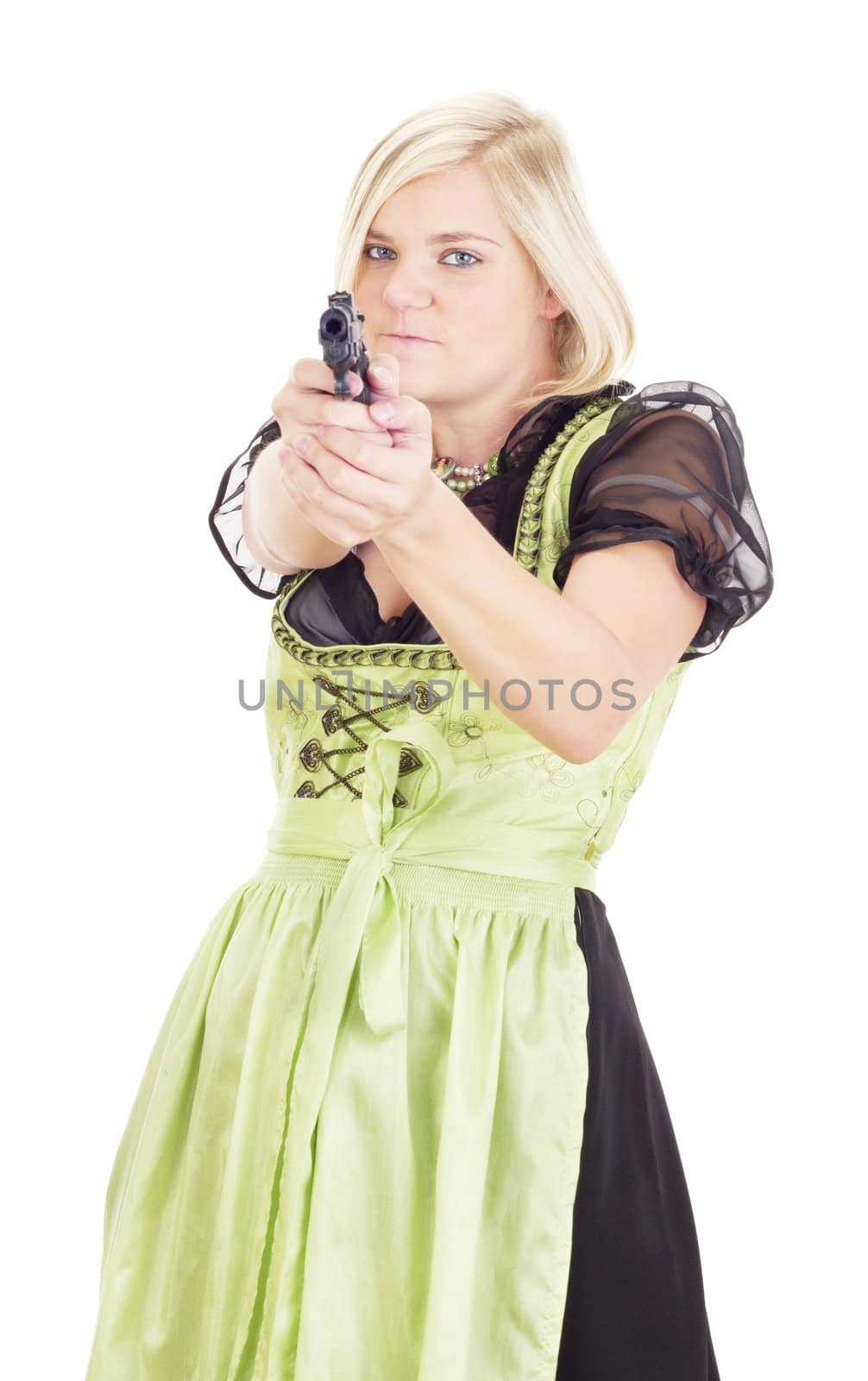 Woman having fun with a gun