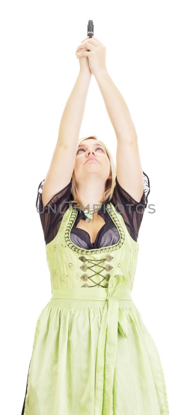 Woman having fun with a gun