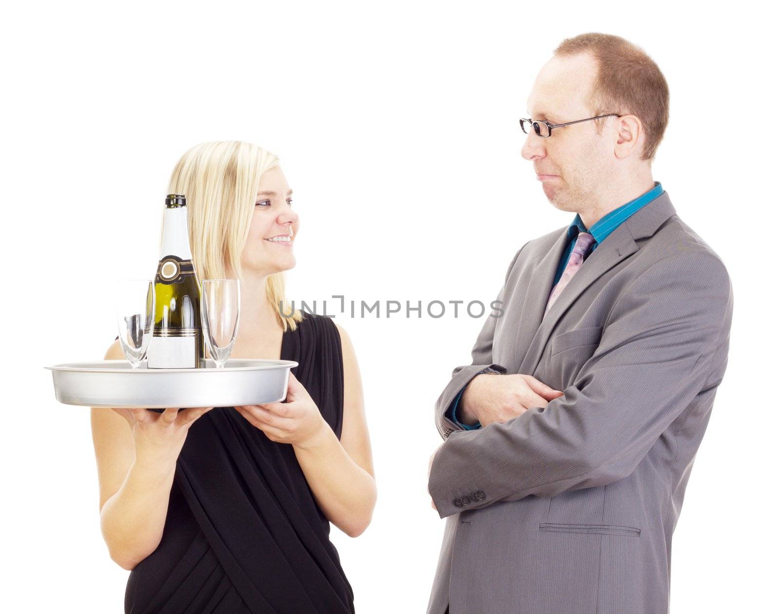 A waitress and a businessman