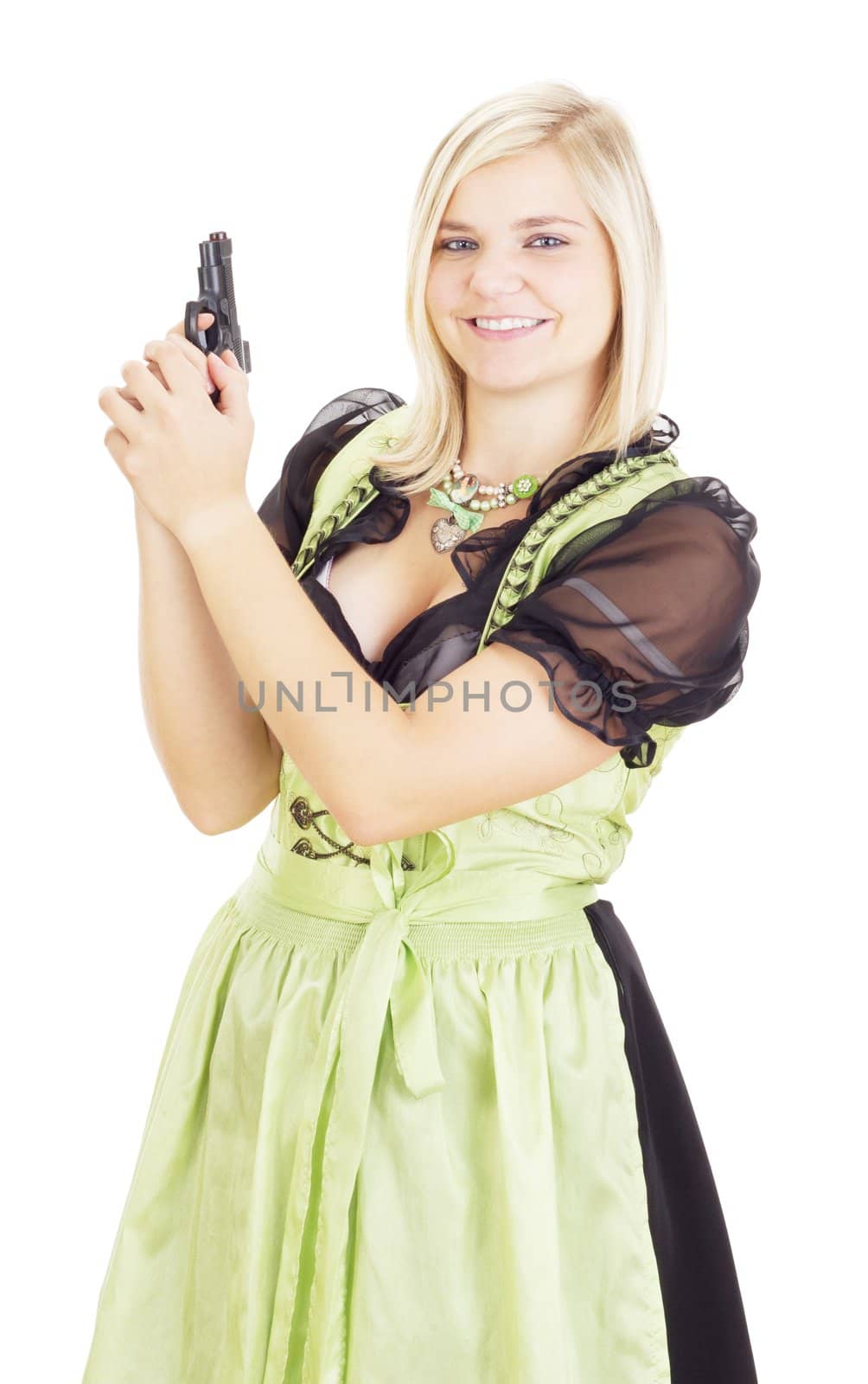 Woman having fun with a gun