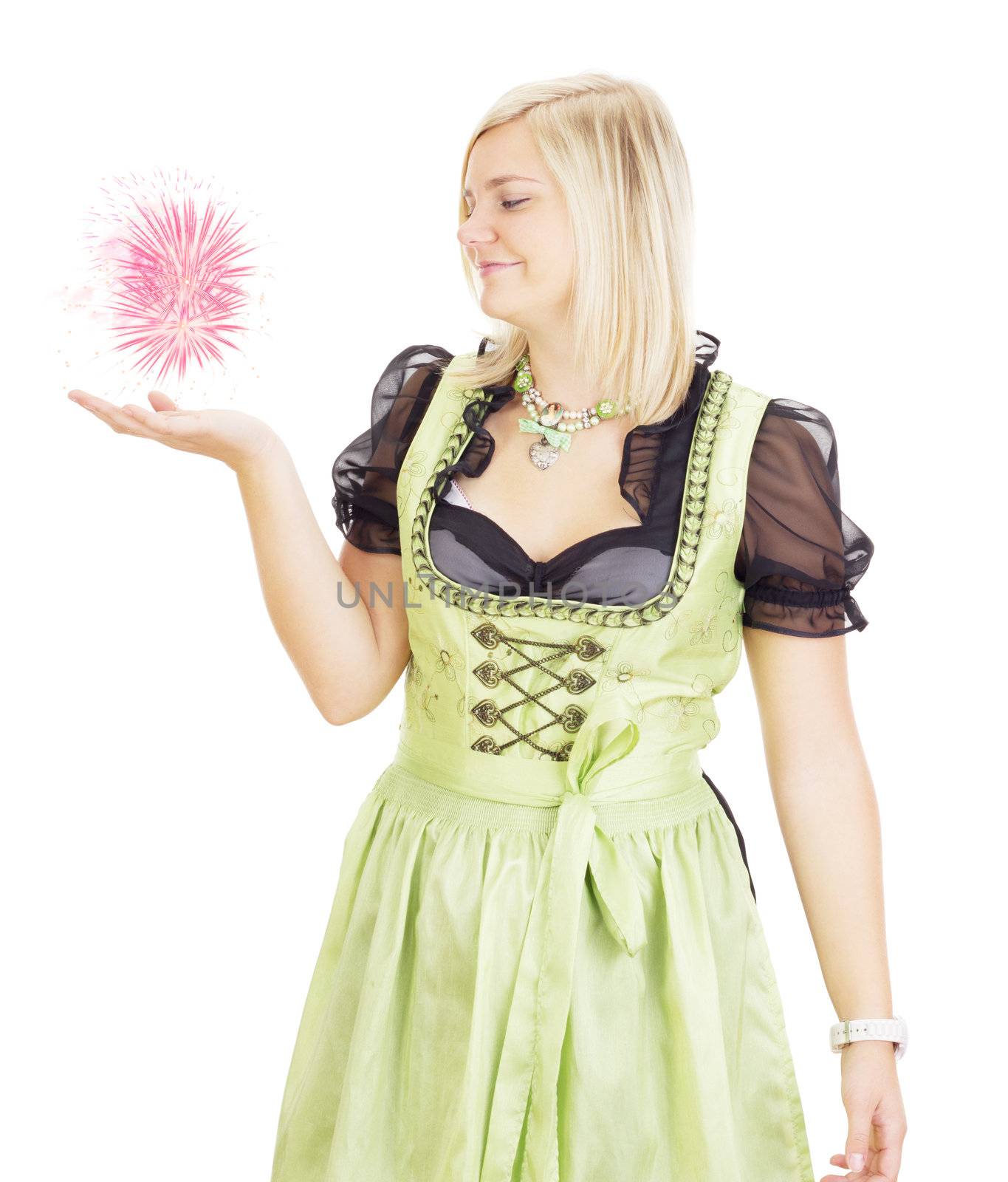 A young woman performing magic