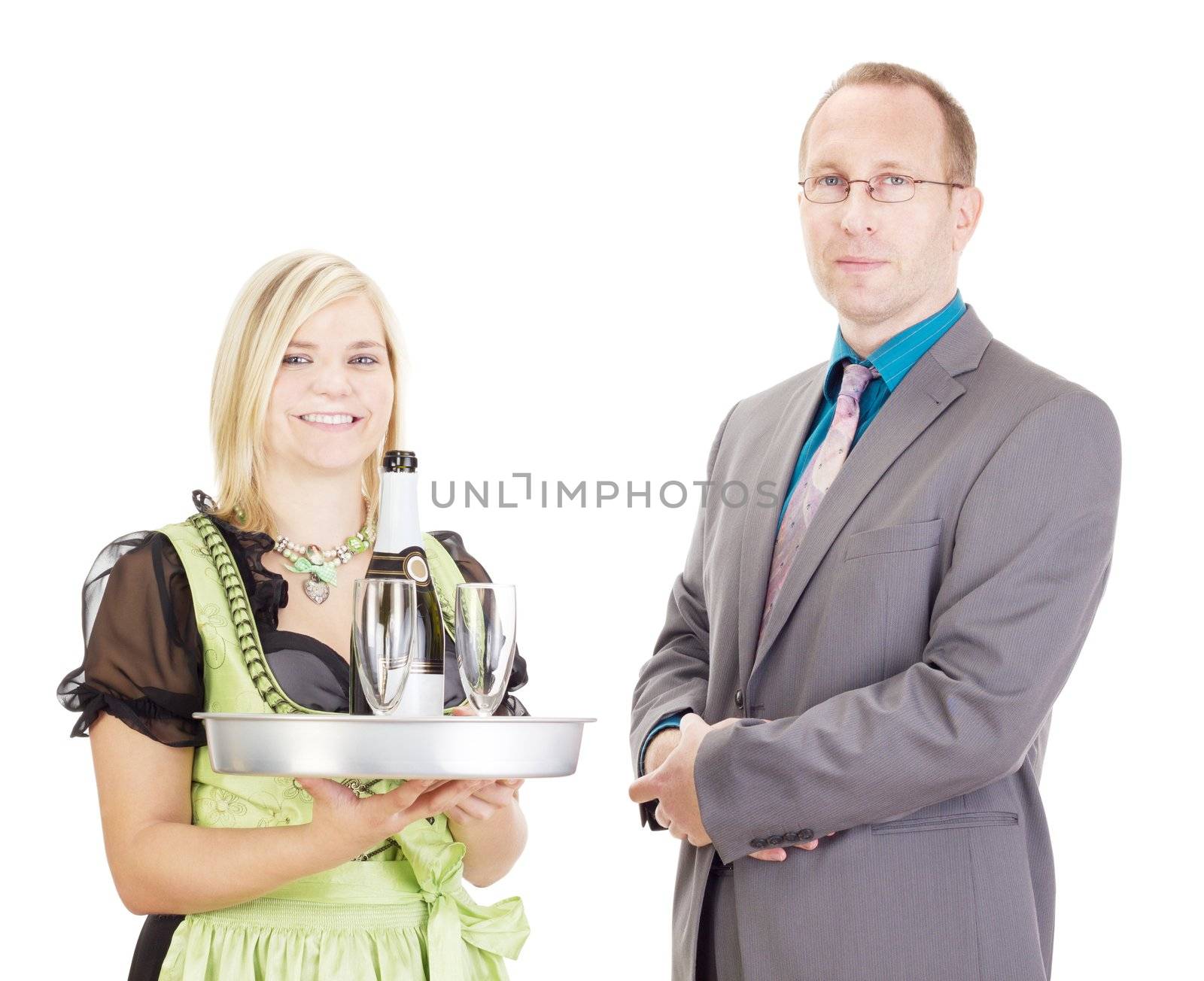 A waitress and a businessman