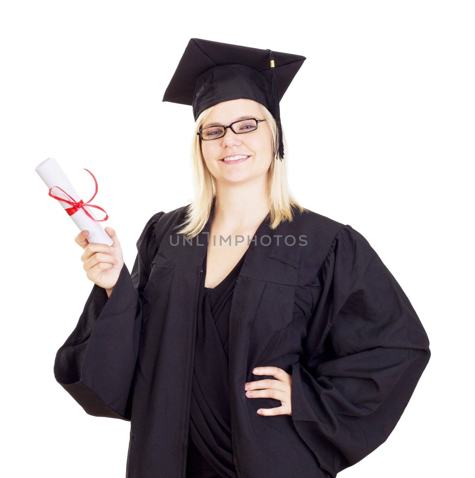 Female student with her diploma