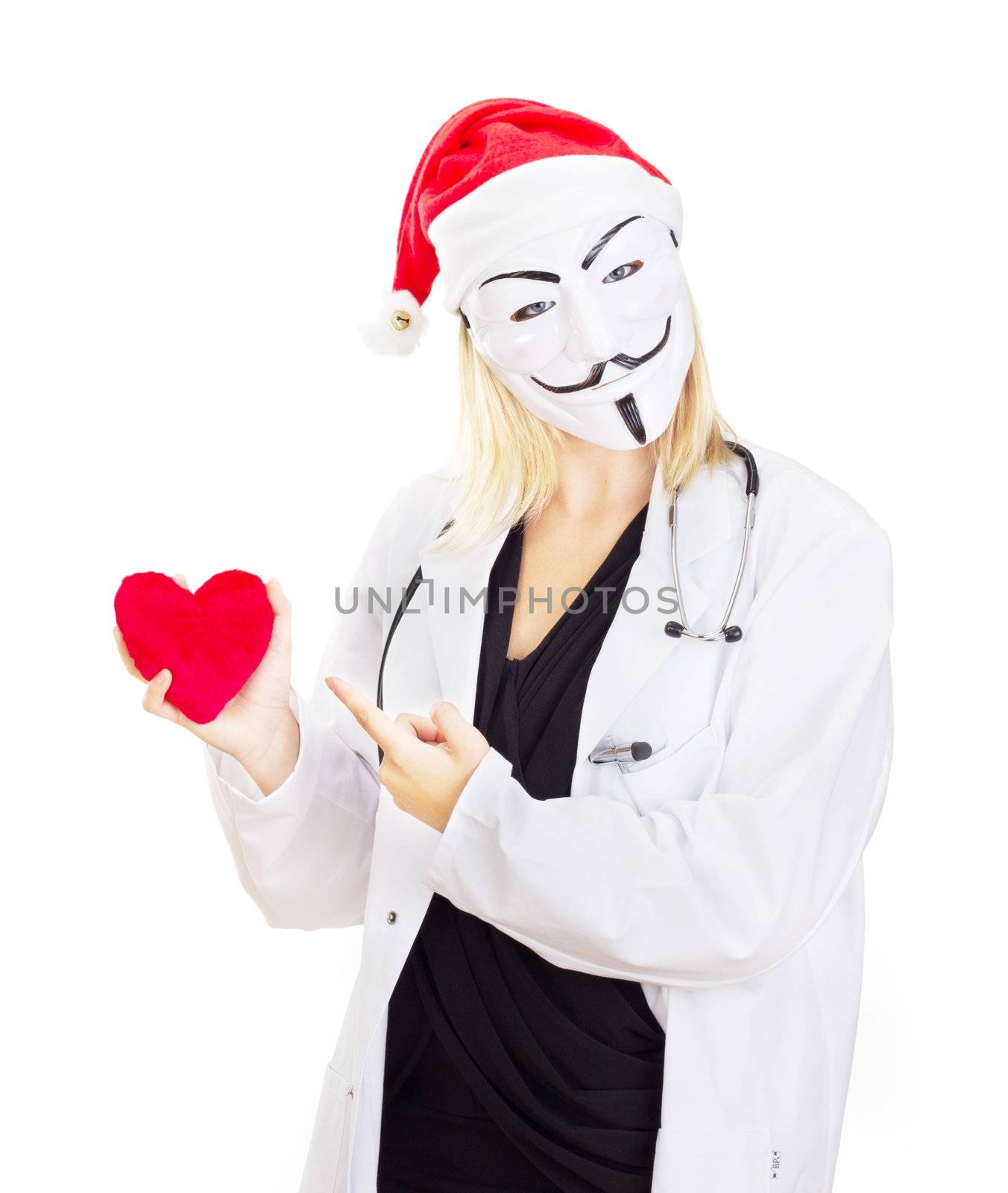 Medical doctor with a guy fawkes mask by gwolters