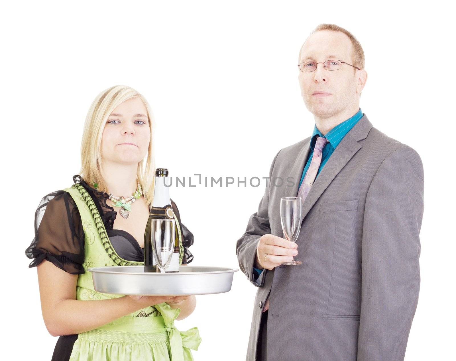 A waitress and a businessman