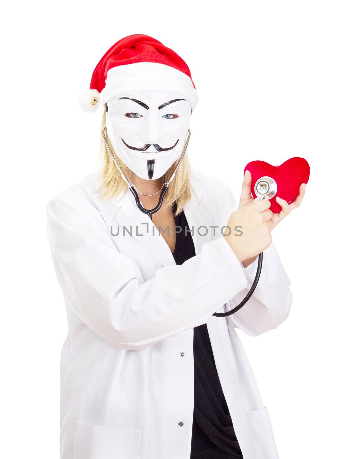 Medical doctor with a guy fawkes mask