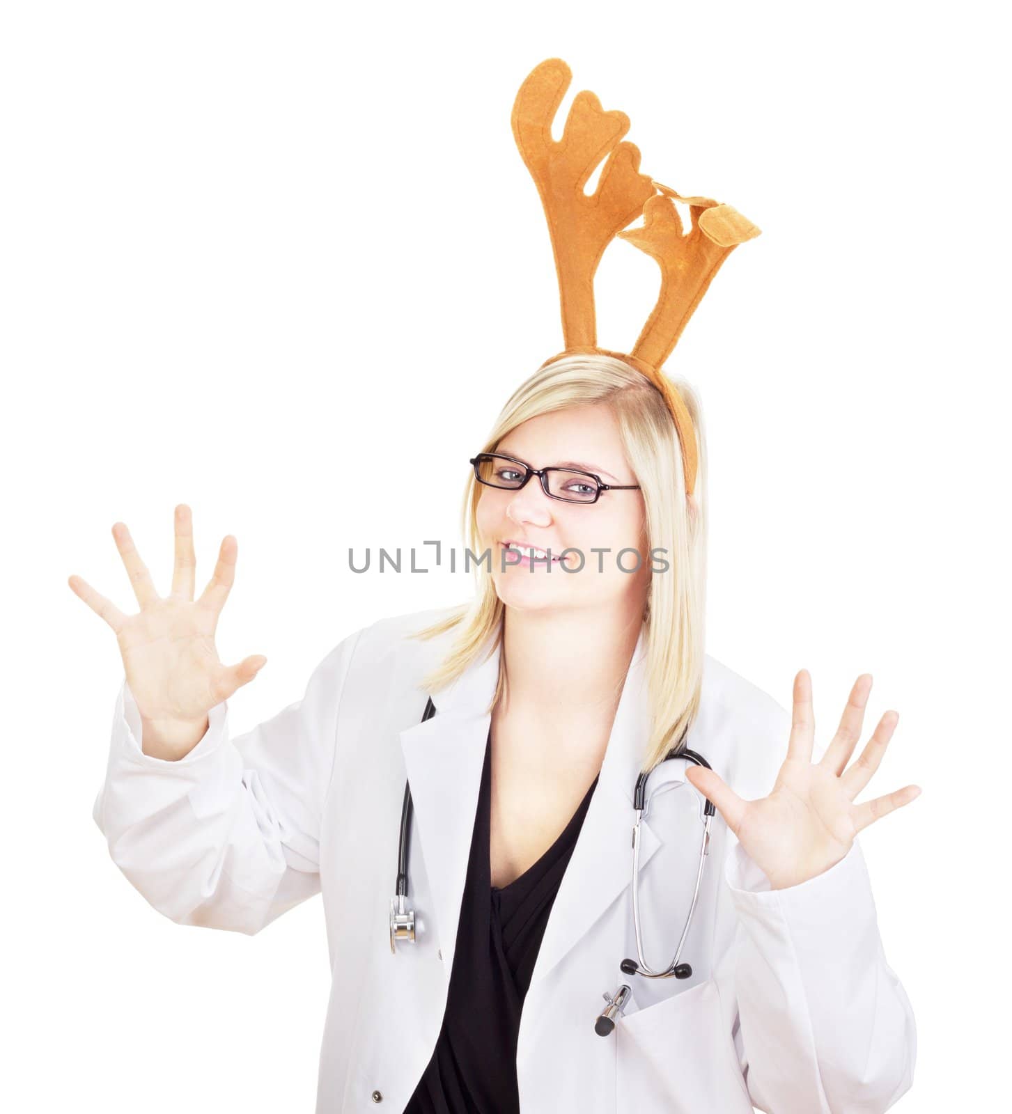 Medical doctor with a deer head