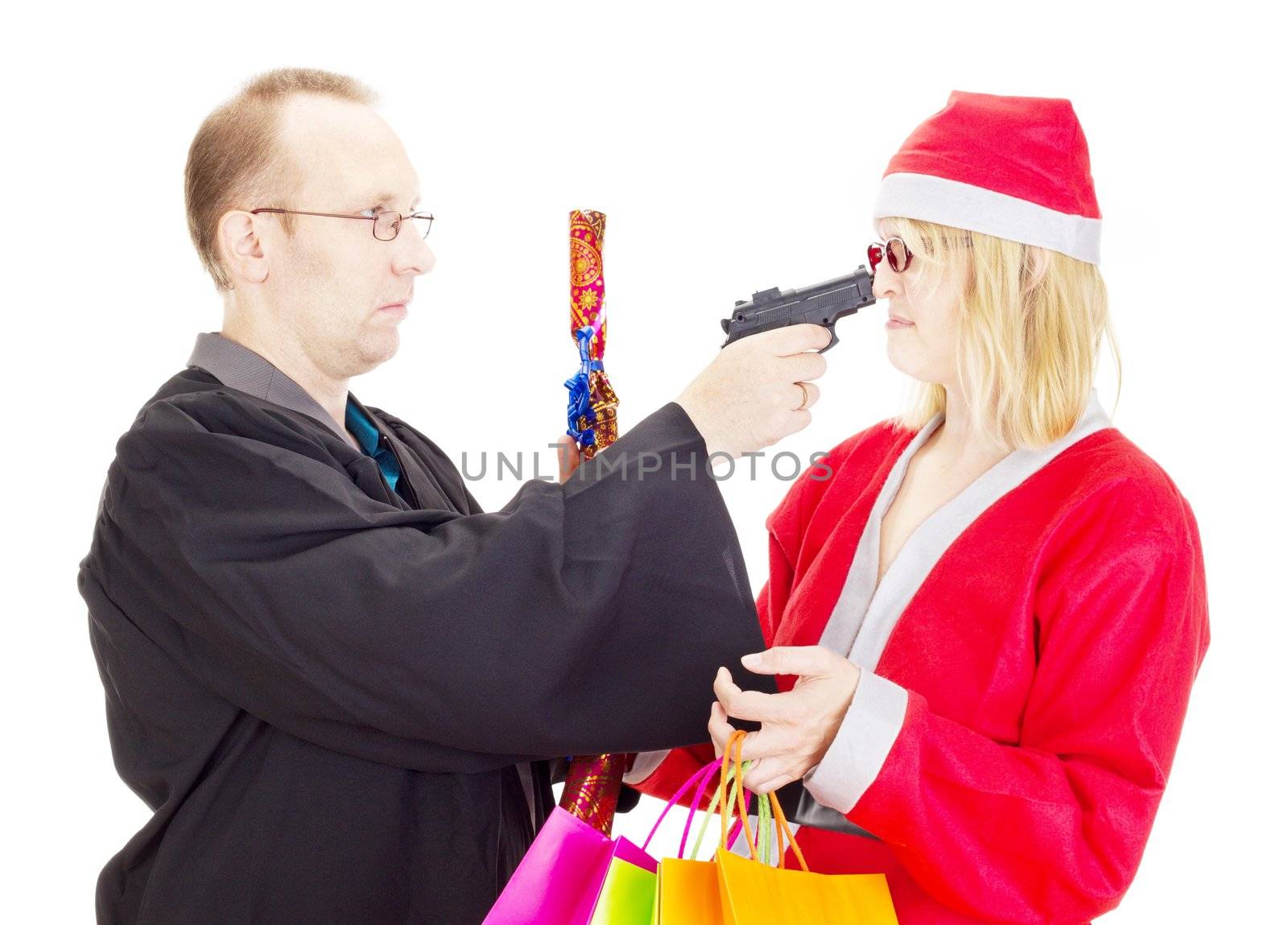 Layer hold santa claus at gunpoint