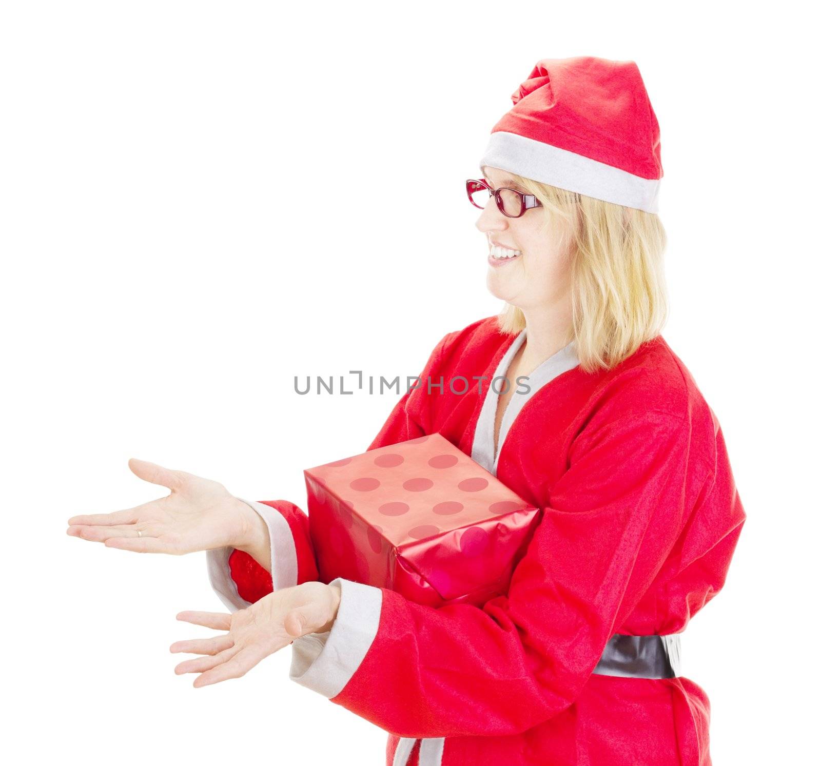 Santa claus catching gift