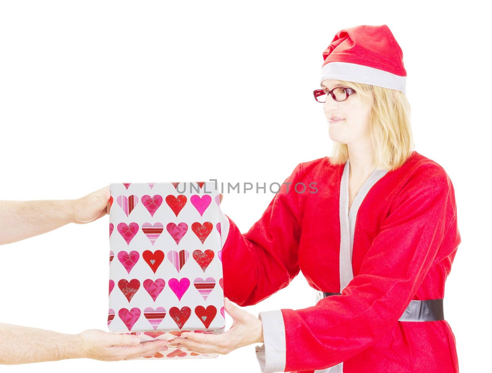 Santa claus getting gift