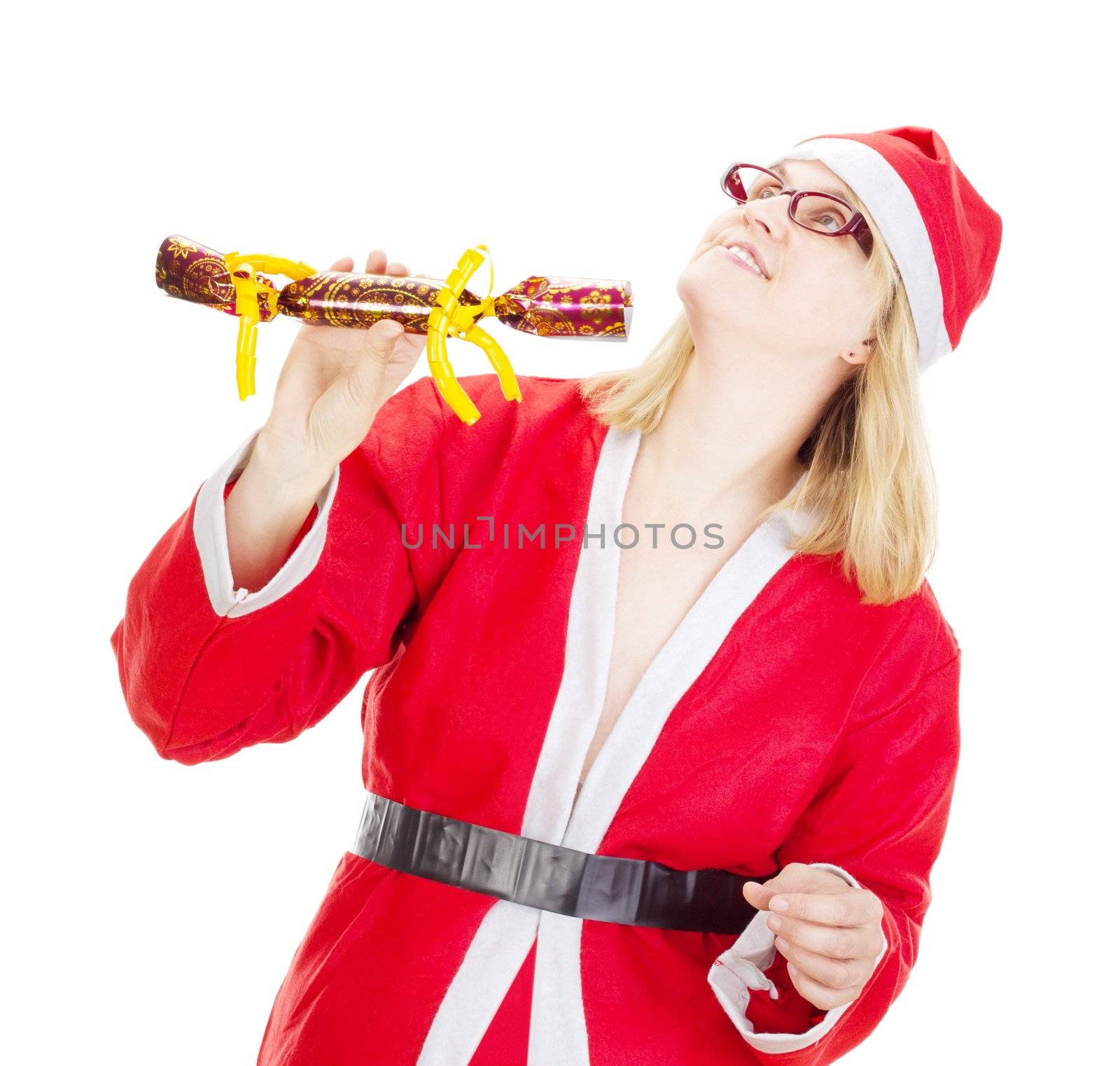 Santa claus throwing gift