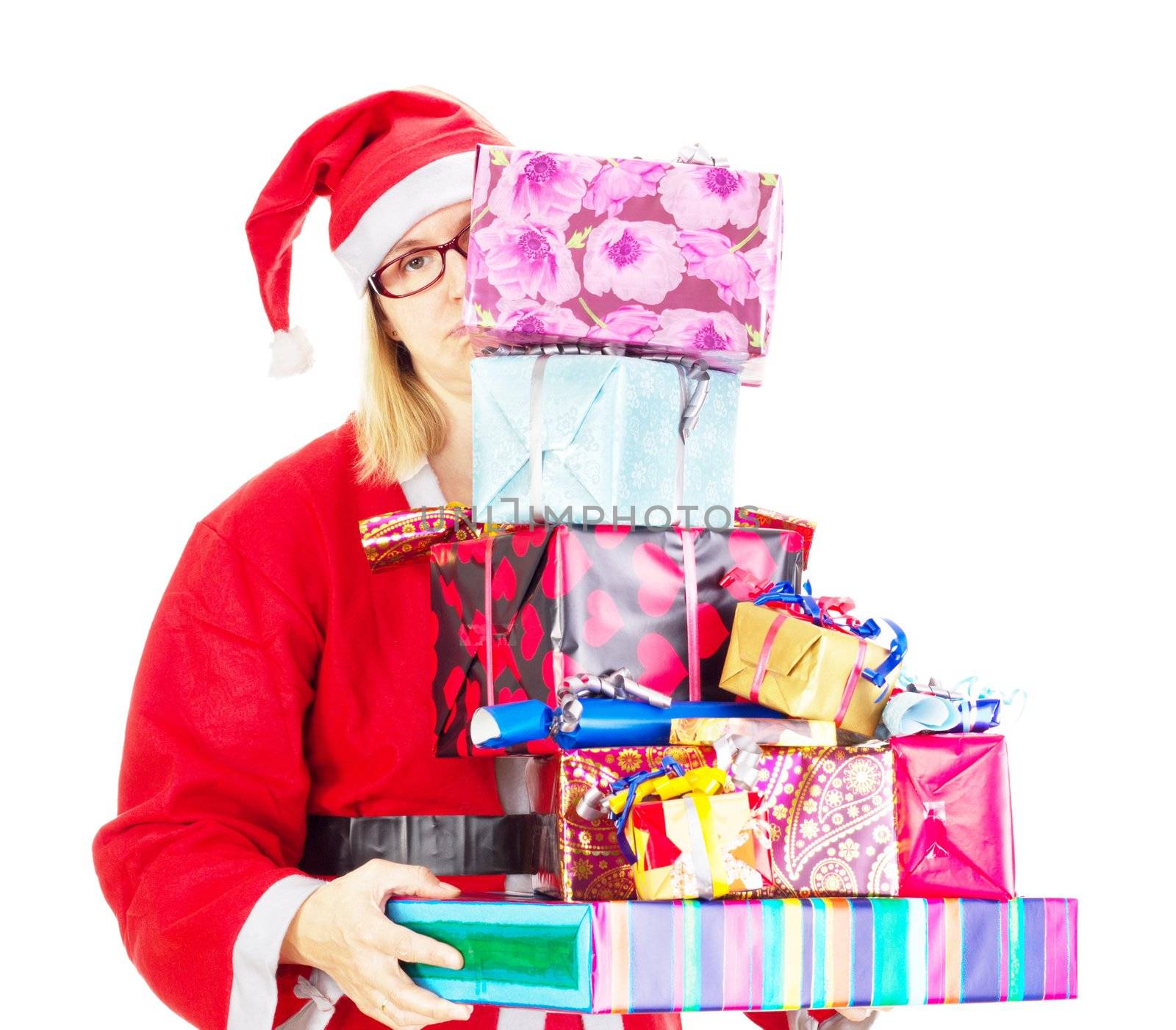 Santa claus with a lot of gifts