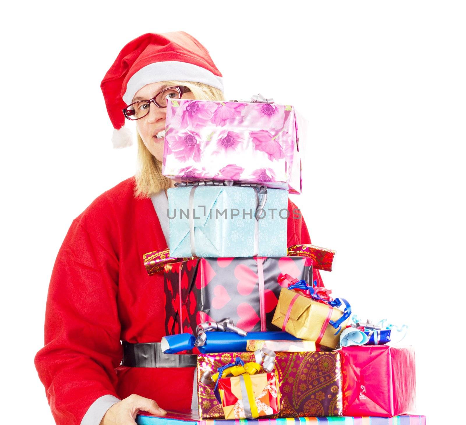 Santa claus with a lot of gifts