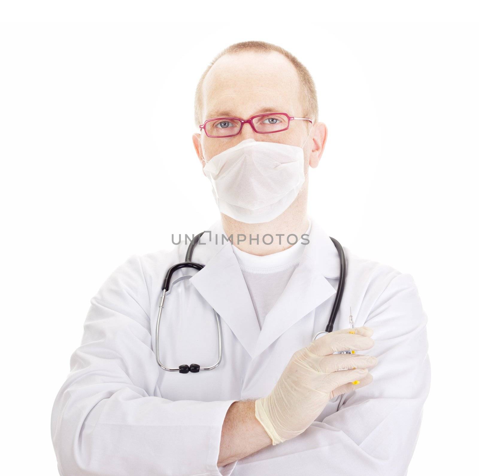 Medical doctor with an injection
