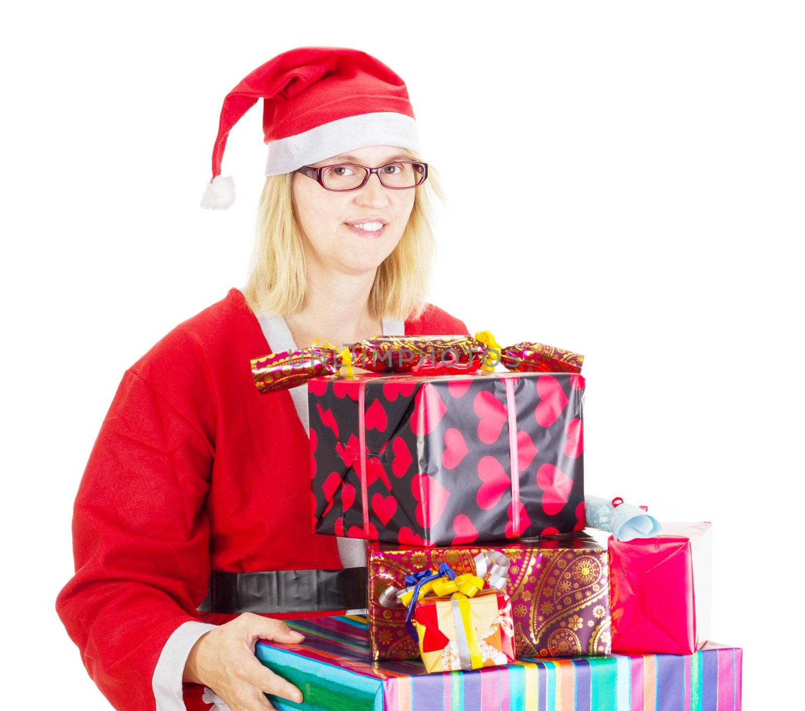 Santa claus with a lot of gifts