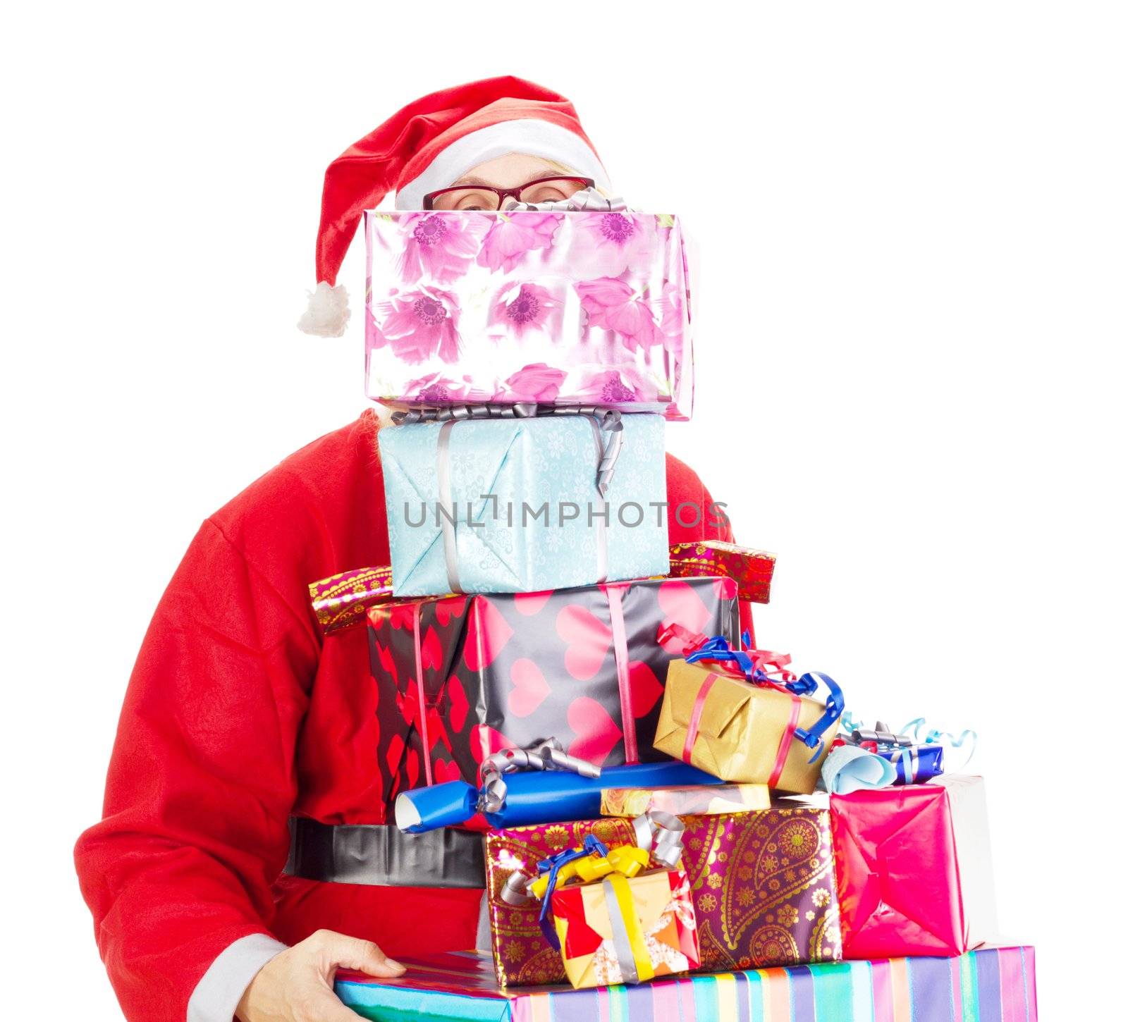 Santa claus with a lot of gifts