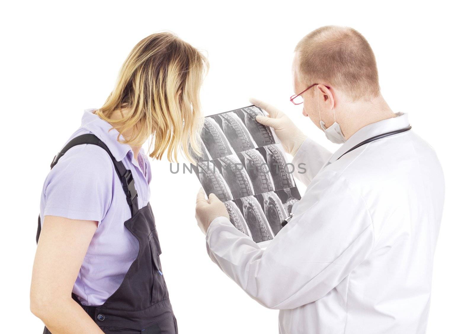 Medical doctor explains patient radiograph