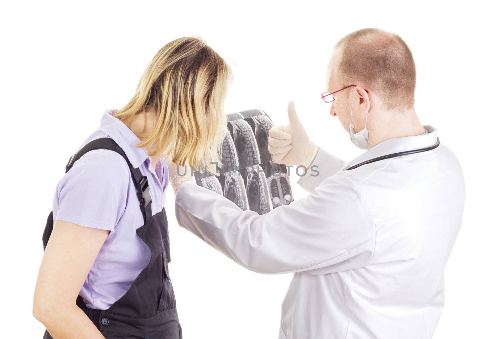 Medical doctor explains patient radiograph