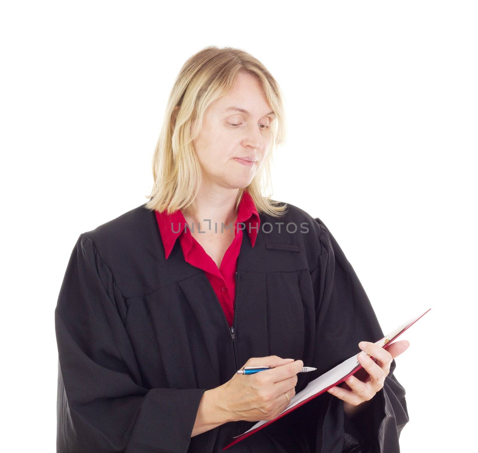 Lawyer with red clipboard