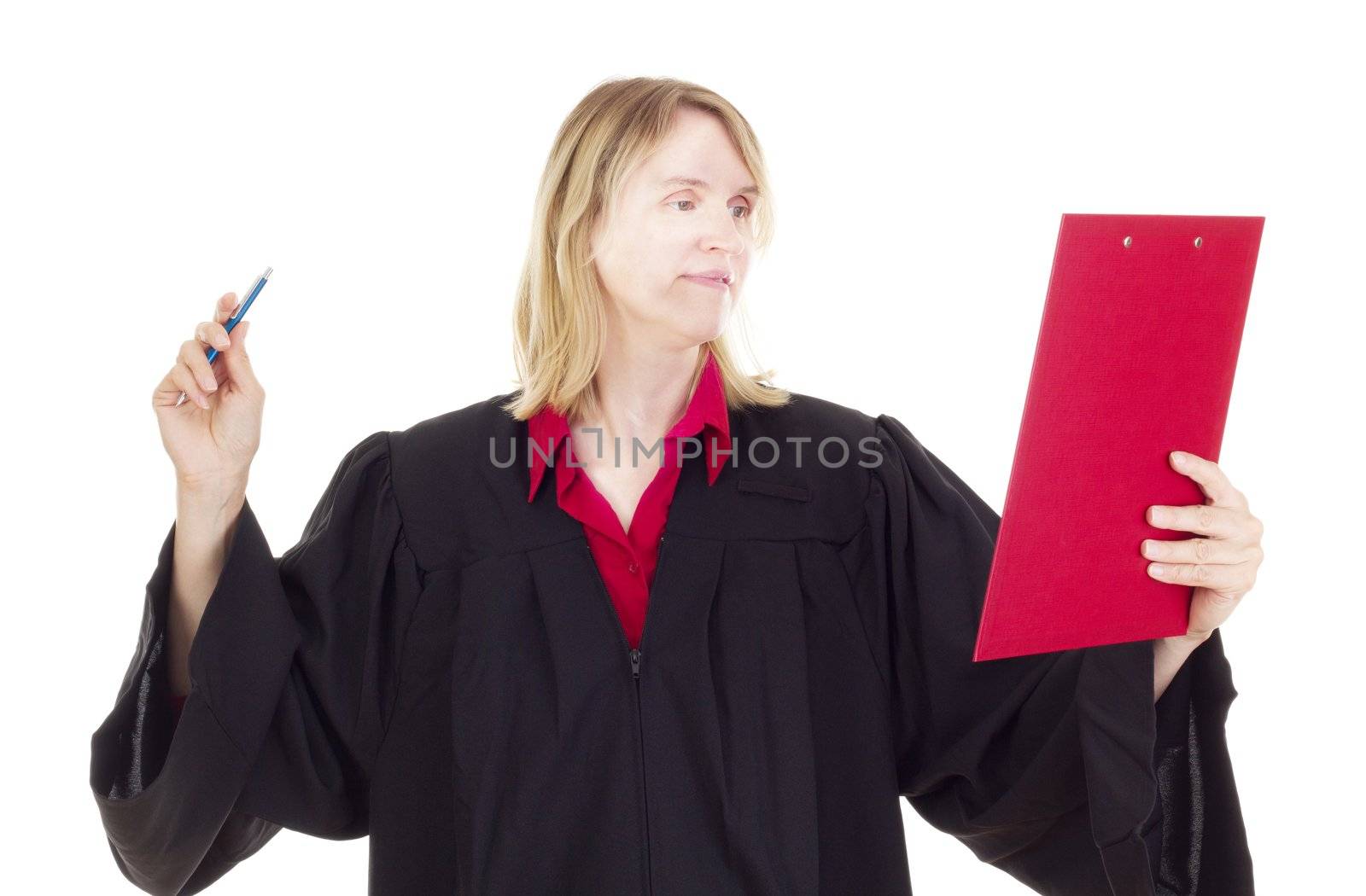 Lawyer with red clipboard