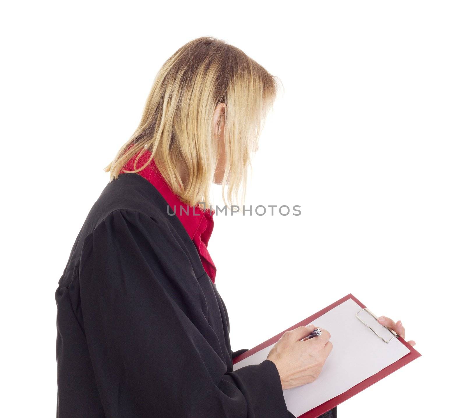 Lawyer with red clipboard