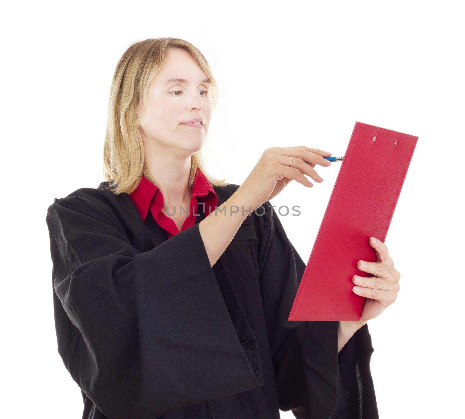 Lawyer with red clipboard