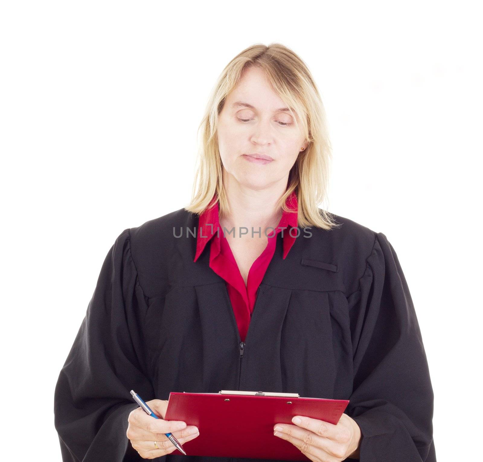 Lawyer with red clipboard